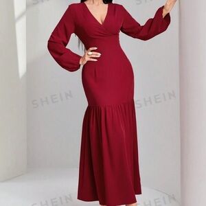Red long shein dress